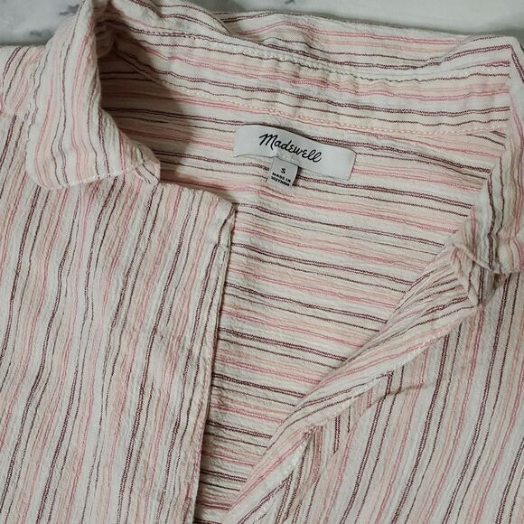 Madewell Pink Striped Popover Shirt - Picture 2 of 6
